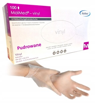 RĘKAWICE RĘKAWICZKI WINYLOWE PUDROWANE M 100 SZT