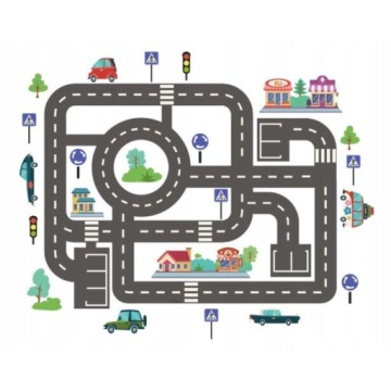 NAKLEJKI NA ŚCIANĘ DLA DZIECI JEZDNIA ULICA SAMOCHODY