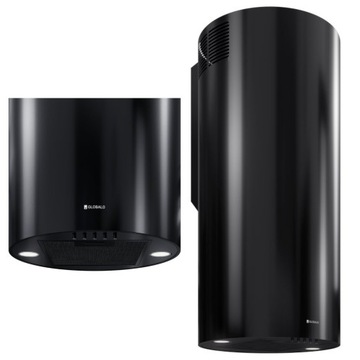 OKAP KUCHENNY KOMINOWY TUBA 39 cm Globalo LOBELIO DO CZARNY CICHY 570m³ LED