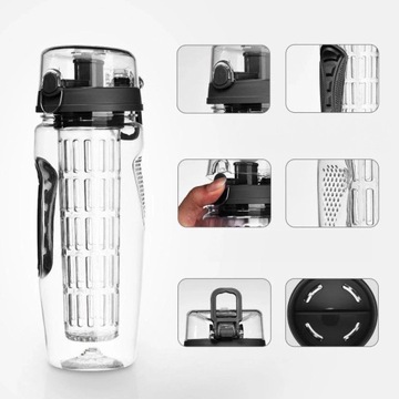 БОЛЬШАЯ Спортивная бутылка для воды Tritan Motivation Bottle для спортзала 1л
