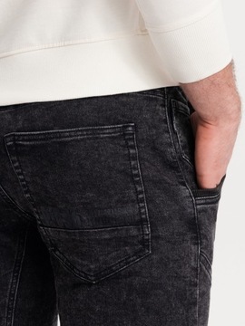 Spodnie męskie marmurkowe JOGGERY z przeszyciami czarne V4 OM-PADJ-0108 M