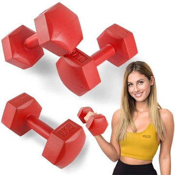 HANTLE BITUMICZNE HANTELKI ZESTAW DO ĆWICZEŃ FITNESS SIŁOWNIA TRENING 2x3kg