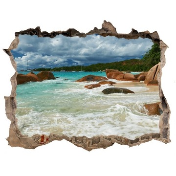 Dziura 3d w ścianie ścienna Plaża Seszele 168x113