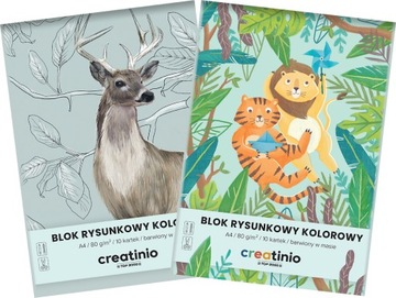 BLOK RYSUNKOWY KOLOROWY A4 10 kartek 80g CREATINIO barwiony w masie