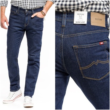 MUSTANG VEGAS MĘSKIE SPODNIE JEANSOWE DŻINSY SLIM FIT ZWĘŻANE BLUE W36 L32