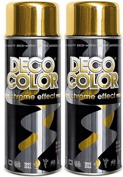 DECO COLOR LAKIER FARBA SPRAY ZŁOTY CHROM 2x 400ML
