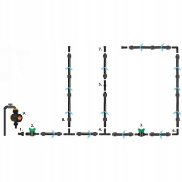 НАБОР ШЛАНГОВ ДЛЯ КАПЕЛЬНОГО ПОЛИВАНИЯ 100м 182 шт. + КОНТРОЛЛЕР