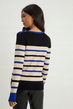 Wallis NH3 hws klasyczny sweter z okrągłym dekoltem paski kontrast S