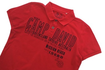 CAMP DAVID Męska Czerwona Koszulka Polo Logo Napisy r. M / L