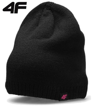 4F DAMSKA CZAPKA zimowa beanie czarna