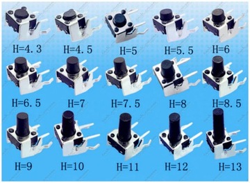 Microswitch mikro switch push button 90° 6x6x4.3