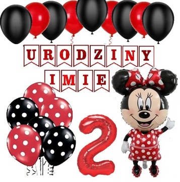 BALONY zestaw urodziny MYSZKA MINI MINNIE + IMIĘ