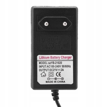 100–240 В переменного тока, 21 В постоянного тока, 2 А, безопасная зарядка