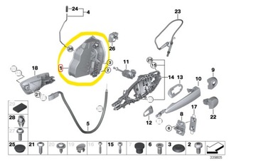 BMW E87 E90 E91 E70 83 60 ZÁMEK PŘEDNÍ LEVÝ 7PIN