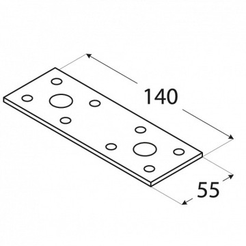 LP2 CARPENCY ПЛОСКАЯ СОЕДИНИТЕЛЬНАЯ ПЛИТА 140x55x2,5 ПЛОСКИЙ стержень 10шт DOMAX