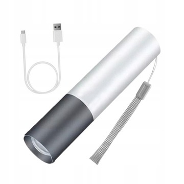 Фонарик из алюминиевого сплава, перезаряжаемый, серый,
