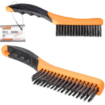 SZCZOTKA DRUCIANA 4 RZĘDOWA 260mm STALOWA, GUMOWANA RĄCZKA C4356