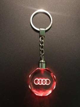 Светодиодный 3D-хрустальный светящийся брелок для ключей от автомобиля с логотипом Audi