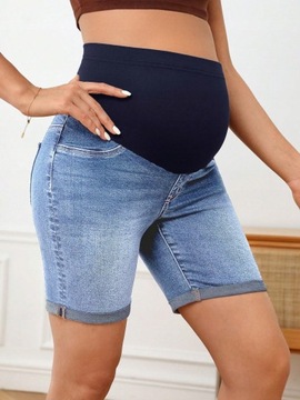SPODENKI JEANSOWE CIĄŻOWE Z WYSOKIM STANEM DOPASOWANE NIEBIESKIE SHEIN XL