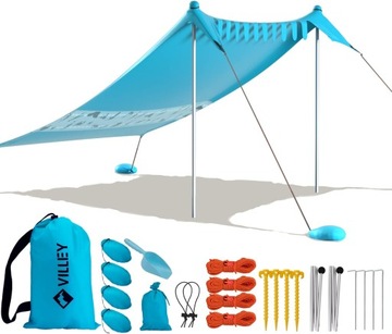 Namiot plażowy dla 3 osób 2,1 m x 2,4 m niebieski UPF50+
