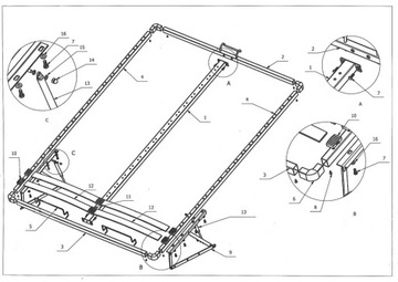 КАРКАС КРОВАТИ 100Х200, ПОДЪЕМНЫЙ С БОКОВОЙ РАМКОЙ, МЕТАЛЛ ГАЗОВЫЙ БОКОВОЙ КАРКАС