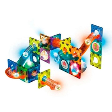 Магнитные блоки - Магнитные блоки со светящейся шариковой дорожкой 49 элементов