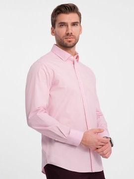 Pánska bavlnená klasická košeľa REGULAR svetlo ružová V2 OM-SHOS-0154 L