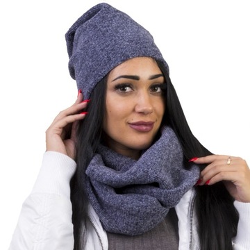 C166 KOMPLET ZIMOWA CZAPKA Z KOMINEM Z POLARU