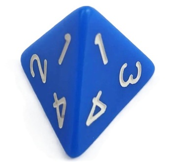 НАБОР ИЗ 5 СИНИХ ЧЕТЫРЕХСТОРОННИХ КУБИКОВ D4 для РПГ