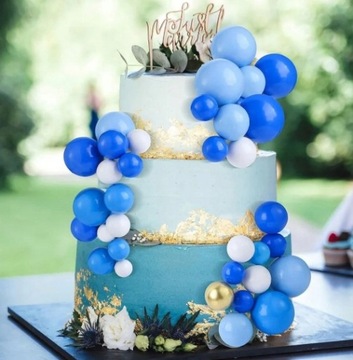 ТОПЕР ШАРЫ ШАРЫ БЕЛОЕ ЗОЛОТО СИНИЙ 100x УКРАШЕНИЕ ДЛЯ ТОРТА НА РОЖДЕНИЕ