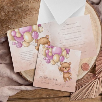 ПРИГЛАШЕНИЯ НА КРЕСТИЕ И ДЕНЬ РОЖДЕНИЯ ДЕВОЧКИ 10 шт (+конверты)