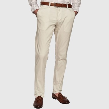 Męskie spodnie w kolorze ecru z prostą nogawką Pako Lorente roz. W36 L34