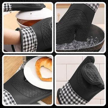 Термостойкие силиконовые кухонные перчатки, комплект из 2 защитных перчаток.