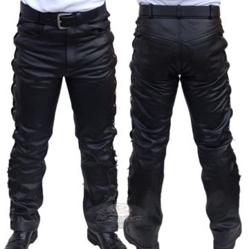 Мотоциклетные кожаные брюки с завязками 34, талия 86 см