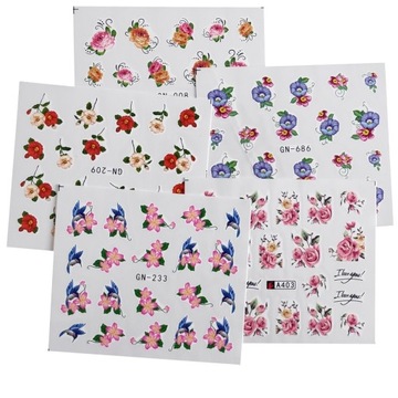Водные наклейки для украшения ногтей, набор из 5 шт.