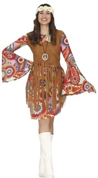 Strój damski Hipiska Flower Power Hippis lata 70 S