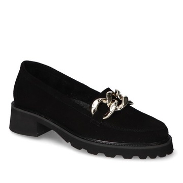 Mokasyny Lewski 3040 Czarne zamsz 40