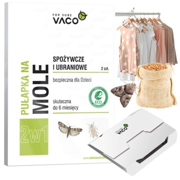 Vaco 2w1 Pułapka na mole spożywcze i ubraniowe 2 sztuki