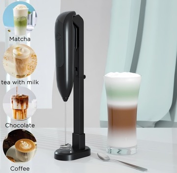 Spieniacz do mleka Ze Stojakiem Wireless Trzepaczka Latte Cappuccino Matcha