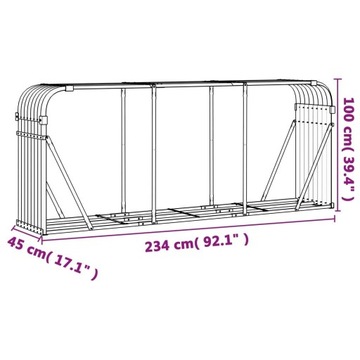 STOJAK NA DREWNO ZIELONY 234X45X100CM STAL GALWANIZOWANA