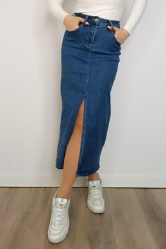 Spódnica jeansowa midi ołówkowa rozmiar L