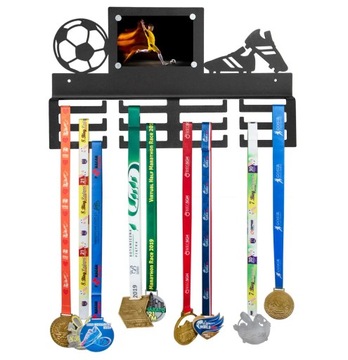 Wieszak metalowy na medale 40cm piłka i korki ramka zdjęcie personalizacja