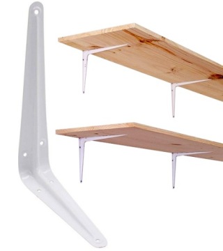 WSPORNIK PÓŁKI KĄTOWANIK STALOWY BIAŁY 30x35cm