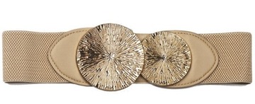 ЖЕНСКИЙ РЕМЕНЬ БЕЖЕВЫЙ ЭЛАСТИЧНЫЙ ЗОЛОТОЙ 80-100 СМ ЭЛЕГАНТНЫЙ РЕМЕНЬ ДЛЯ ПАЛЬТО