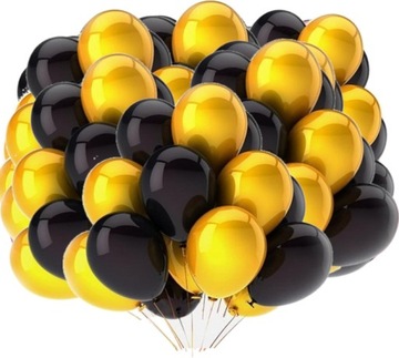 Balony CZARNE ZŁOTE hel METALICZNE 25 szt.