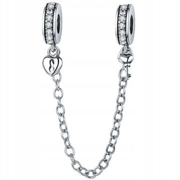 Charms Łańcuszek Zabezpieczenie S925 zawieszka 925 koralik beads srebro