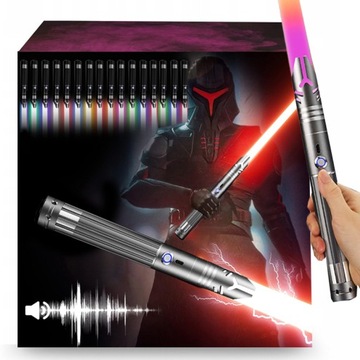 MIECZ ŚWIETLNY ŚWIECĄCY Z DŹWIĘK ZABAWKOWY LED RGB 16 KOL METAL MIECZ USB