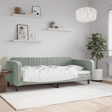vidaXL Sofa z funkcją spania, jasnoszara, 90x200 cm, obita aksamitem