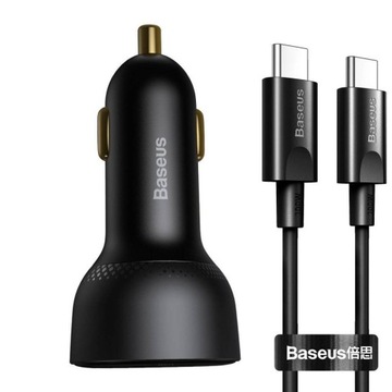 Автомобильное зарядное устройство Baseus, 100 Вт + кабель USB-C