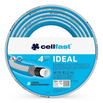 Садовый шланг Cellfast 1/2 дюйма, 30 м, идеален для воды, 4-слойный, прочный, гибкий